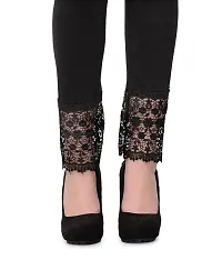 Women's Black Cotton Solid Leggings-thumb2