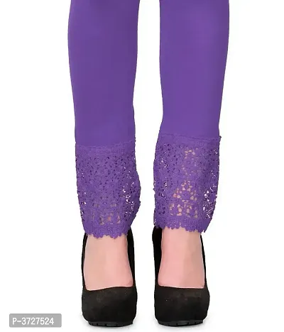 Women's Purple Cotton Solid Leggings-thumb3