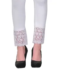 Women's White Cotton Solid Leggings-thumb3