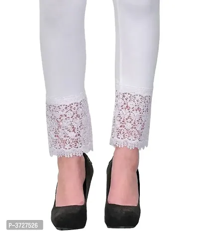Women's White Cotton Solid Leggings-thumb4