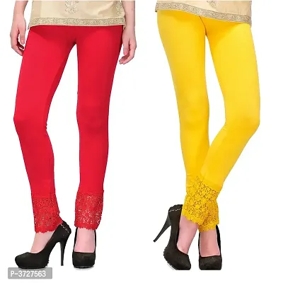 Women's Multicoloured Cotton Solid Leggings (Pack of 2)