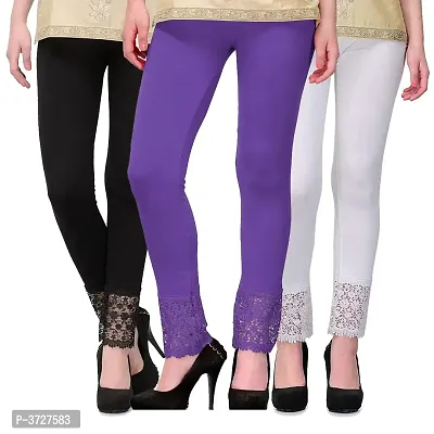 Women's Multicoloured Viscose Solid Leggings (Pack of 3)-thumb0
