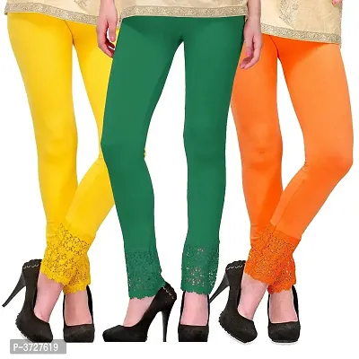 Women's Multicoloured Viscose Solid Leggings (Pack of 3)