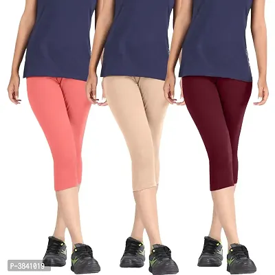 Women Multicoloured Cotton Capris Combo of 3