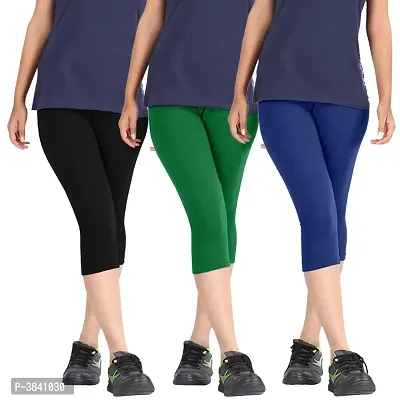 Women Multicoloured Cotton Capris Combo of 3