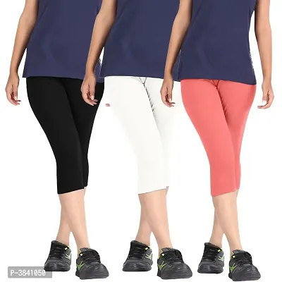 Women Multicoloured Cotton Capris Combo of 3