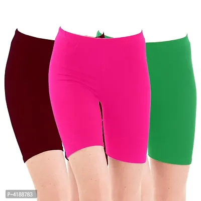 Stylish Cotton Solid Multicoloured Shorts For Women ( Pack Of 3 Pieces )