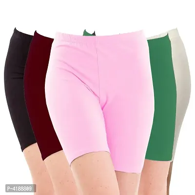 Stylish Cotton Solid Shorts For Women ( Pack Of 5 Pieces )