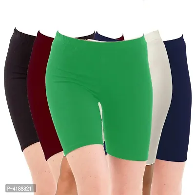 Stylish Cotton Solid Shorts For Women ( Pack Of 5 Pieces )-thumb0