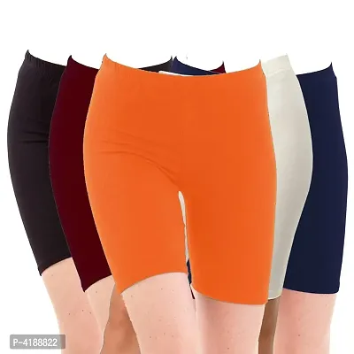 Stylish Cotton Solid Shorts For Women ( Pack Of 5 Pieces )-thumb0