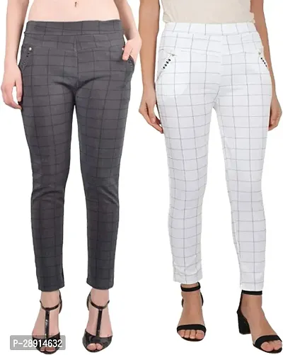 Fabulous Multicoloured Polyester Blend Checked Ethnic Pant For Women Pack Of 2