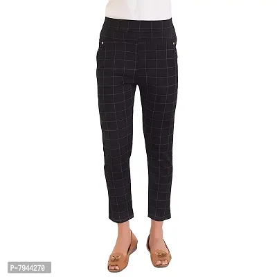 STYLE PITARA Women's/Girls/Ladies Check Pattern Pant (Black) - Free Size