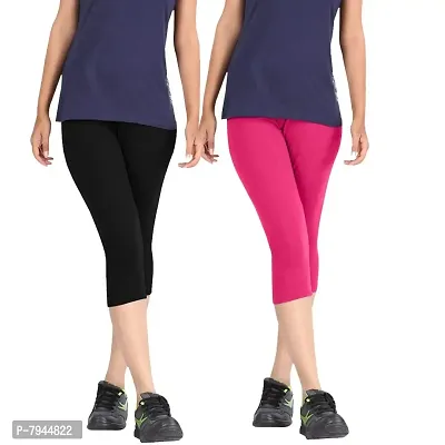 Buy STYLE PITARA Women/Girls Bio-Washed 220 GSM 3/4th Capri, 4 Way  Stretchable Pack of 2 (Black, Peach) - Free Size Online In India At  Discounted Prices