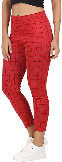 STYLE PITARA Women's/Girls/Ladies Check Pattern Pant (Red) - Free Size-thumb1