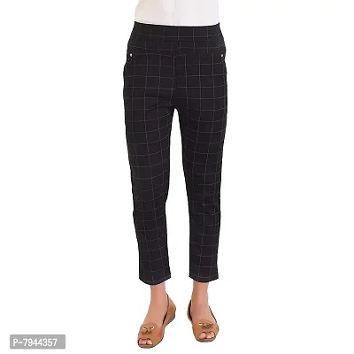 STYLE PITARA Women's/Girls/Ladies Check Pattern Pant 3(Black, Blue and White) - Free Size-thumb2