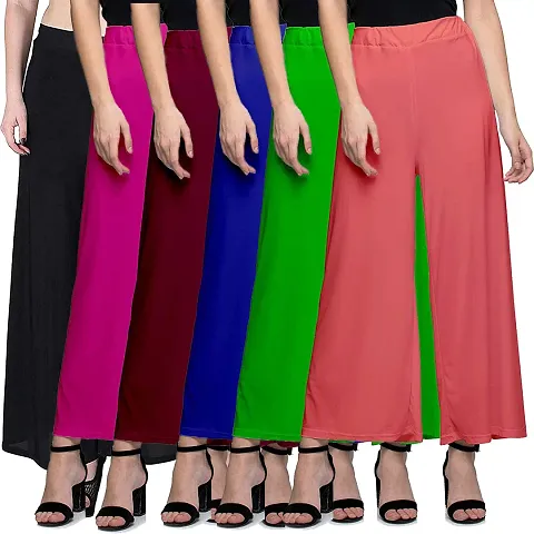 Stunning Polyester Solid Palazzo For Women Pack Of 6