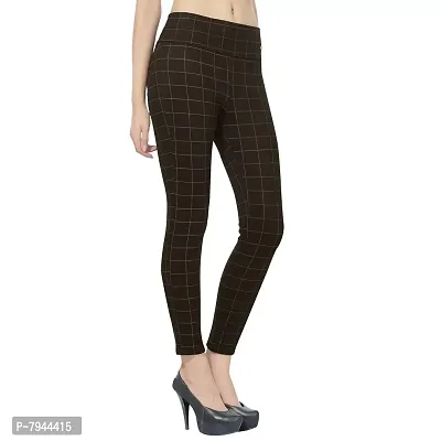STYLE PITARA Women's/Girls/Ladies Check Pattern Pant 3(Brown, Beige and White) - Free Size-thumb2