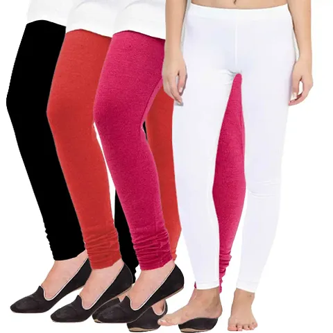 Stylish Wool Solid Leggings For Women - Pack Of 4