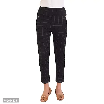 STYLE PITARA Women's/Girls/Ladies Check Pattern Pant 3(Black, White and Brown) - Free Size-thumb2