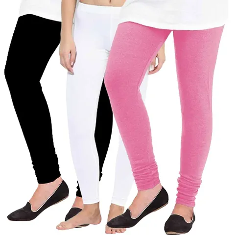 Stylish Wool Solid Leggings For Women - Pack Of 3