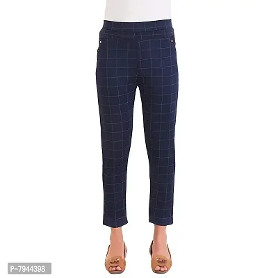 STYLE PITARA Women's/Girls/Ladies Check Pattern Pant 3(Navy Blue, Maroon and Beige) - Free Size-thumb2