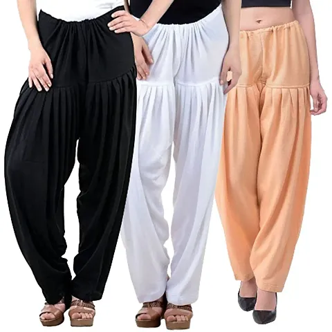 Stylish Wool Solid Salwar For Women - Pack Of 3