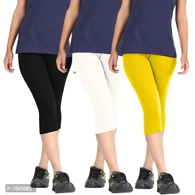 Buy STYLE PITARA Women Bio-Washed 220 GSM 3/4th Capri, 4 Way Stretchable,  Combo Pack of 3 (Black, White, Baby Pink) - Free Size Online In India At  Discounted Prices
