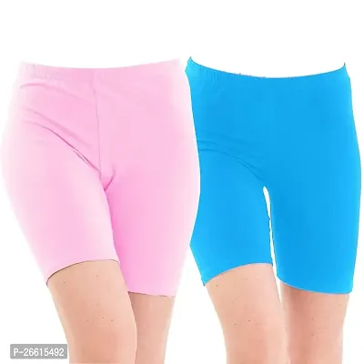 Fancy Multicoloured Cotton Solid Shorts For Women Pack Of 2