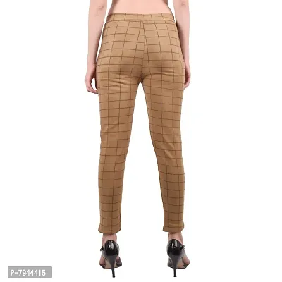 STYLE PITARA Women's/Girls/Ladies Check Pattern Pant 3(Brown, Beige and White) - Free Size-thumb3