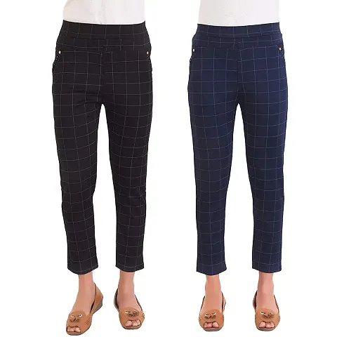 STYLE PITARA Women's/Girls/Ladies Check Pattern Pant Pack of 2 - Free Size