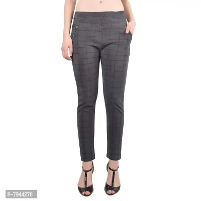 STYLE PITARA Women's/Girls/Ladies Check Pattern Pant (Grey) - Free Size