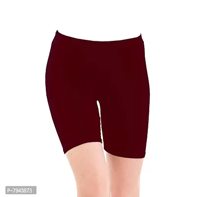 STYLE PITARA Biowashed 220 GSM Cotton Lycra Cycling Shorts for Girls/Women/Ladies Combo (Pack of 2) Maroon,White-thumb2