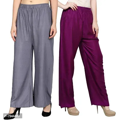 Buy Style Pitara Women/Girls Casual Rayon Palazzo Plain Pants Pack of 3  (Black, White, Blue)- Free Size (28 Size to 36 Size) at