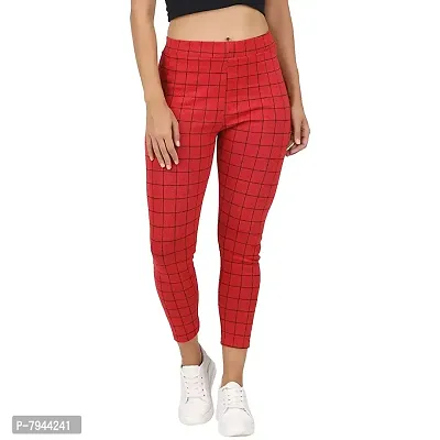 STYLE PITARA Women's/Girls/Ladies Check Pattern Pant (Red) - Free Size-thumb0