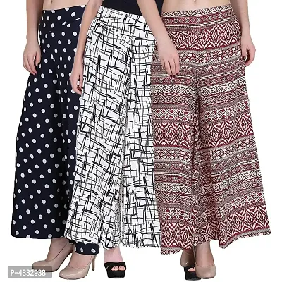 Women's Beautiful and Stylish Multicoloured Crepe Trousers (Pack of 3)-thumb0