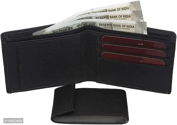 RASHIDI Men  Women Genuine Leather Wallet (Black, 9 Card Slots)-thumb2