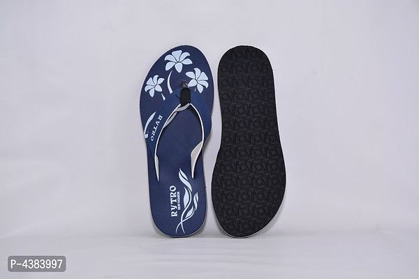 Stylish EVA Floral Printed Blue Slipper For Women-thumb2
