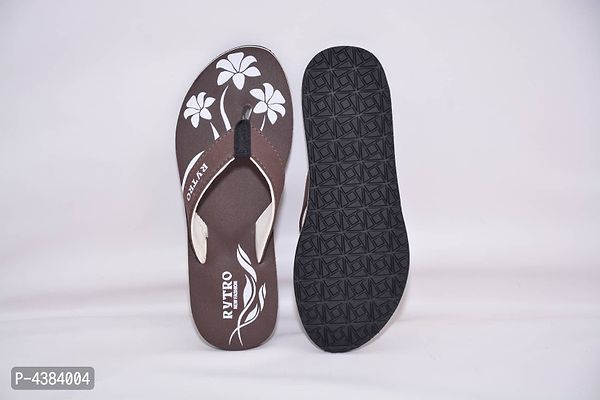 Stylish EVA Floral Printed Brown Slipper For Women-thumb2