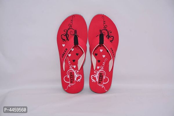 Women's Stylish and Trendy Red Printed EVA Slippers-thumb2