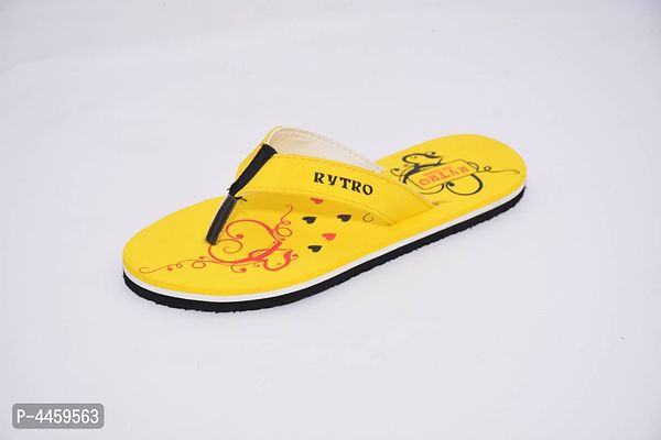 Women's Stylish and Trendy Yellow Printed EVA Slippers-thumb3