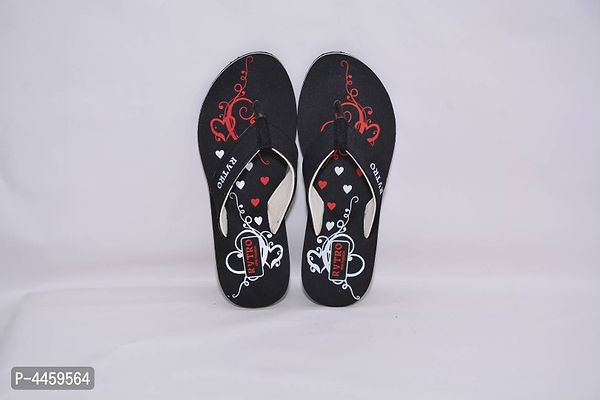 Women's Stylish and Trendy Black Printed EVA Slippers-thumb2
