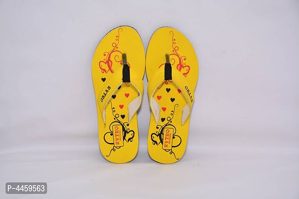 Women's Stylish and Trendy Yellow Printed EVA Slippers-thumb2