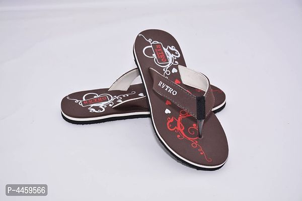 Women's Stylish and Trendy Brown Printed EVA Slippers-thumb0