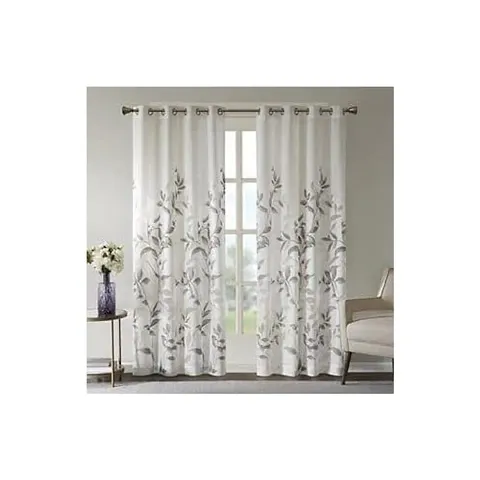 GOAL 3D Flower Digital Printed Polyester Fabric Curtains for Bed Room, Living Room Kids Room Color White Window/Door/Long Door (D.N.509)