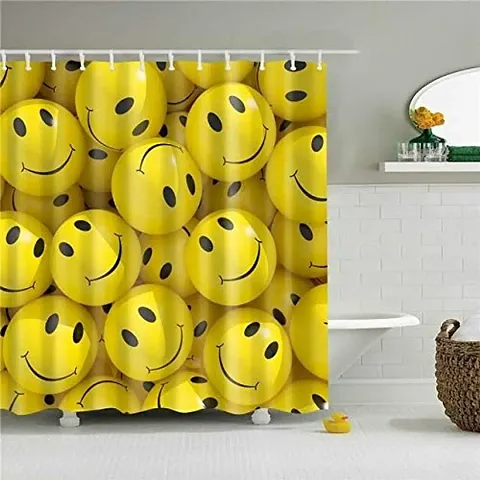 GOAL 3D Smiling Balls Digital Printed Polyester Fabric Curtains for Bed Room, Living Room Kids Room Color Yellow Window/Door/Long Door (D.N.80)