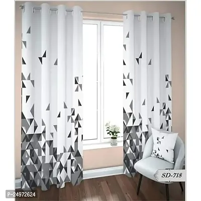 GOAL 3D Triangle Digital Printed Polyester Fabric Curtains for Bed Room, Living Room Kids Room Color White Window/Door/Long Door (D.N.31) (1, 4 x 9 Feet ( Size : 48 x 108 Inch) Long Door)