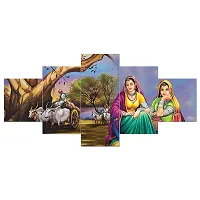 Classic  Uv Coated Mdf Framed Rajasthan Palace 3D Religious Painting For Wall And Home Decor ( 75 Cm X 43 Cm ) - Set Of 5 Wall Painting, Multicolour-thumb3