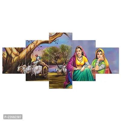 Classic  Uv Coated Mdf Framed Rajasthan Palace 3D Religious Painting For Wall And Home Decor ( 75 Cm X 43 Cm ) - Set Of 5 Wall Painting, Multicolour-thumb4