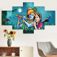 Classic  Uv Coated Mdf Framed Radha Krishna  3D Religious Painting For Wall And Home Decor ( 125 Cm X 60 Cm ) - Set Of 5 Wall Painting, Multicolour-thumb2