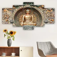 Classic  Uv Coated Mdf Framed Buddha 3D Religious Painting For Wall And Home Decor ( 75 Cm X 43 Cm ) - Set Of 5 Wall Painting, Multicolour-thumb1
